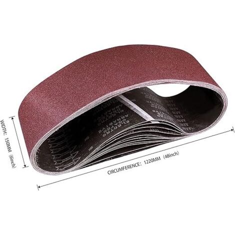 Bande Abrasive 150 x 1220 mm, Bandes Abrasives Mixte (grains 80/120/150/240/400) pour Ponceuses à Bande 5 pièces