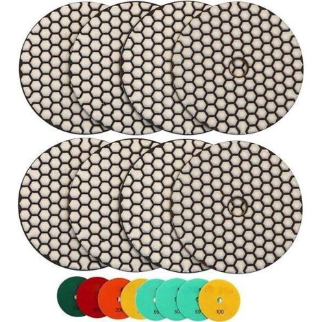 Disque de Polissage Diamant - 8PCS (50x3/100x2/200/400/800) 125MM Disque Polissage pour Granit, Pierre, Marbre, Sol, Meuleuse Kit de Polissage pour Perceuse, Meuleuse, Polisseuse (1/5)