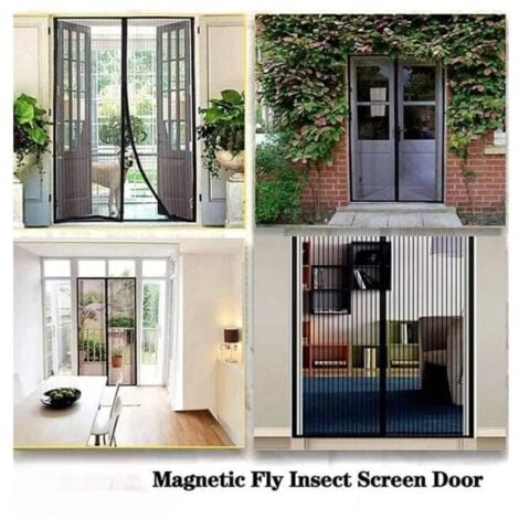 Moustiquaire Porte Magnétique 120x210cm Noir moustiquaire porte fenetre Rideau Anti Mouche Fermeture Automatique pour Porte de Balcon Porte Cave Porte de Terrasse