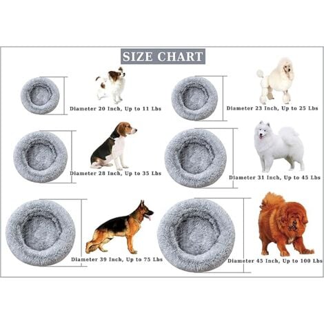 Panier pour Chien, Lit Ronde en Forme de Beignet Ø80cm, Canapé, Coussin Central Amovible et Lavable, Tissu Peluche Doux, Gris