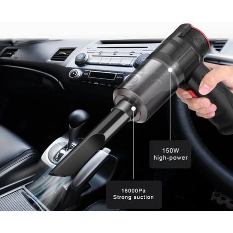 Aspirateur de Voiture sans Fil 2 en 1 Aspirateur à main sans fil pour la maison et la voiture Mini aspirateur à double usage ensemble 16000Pa 150W