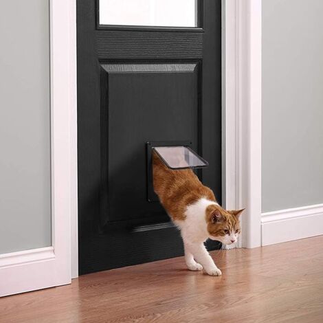 Chatière pour Chat avec magnétique à 4 Voies Porte pour Animaux de Compagnie pour Chats et Petits Chiens Porte pour Chat avec Tunnel (XL-25x27.7x5.5 cm, Noir)chatières et portes manuelles