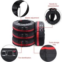 Rosefray Lot De 4 Sacs Fourre-tout Saisonniers, Housse De Pneu De Secours, Roue D'hiver Portable, Poignée Pour Un Transport Facile, Convient Aux Pneus De Diamètre 53,3 Cm à 80 Cm, Rouge