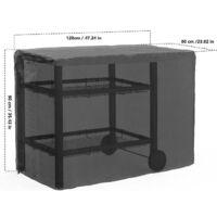 Housse De Protection étanche Pour Chariot Repas Extérieur - 132x61x89cm, Tissu Oxford, Cordon Serrage