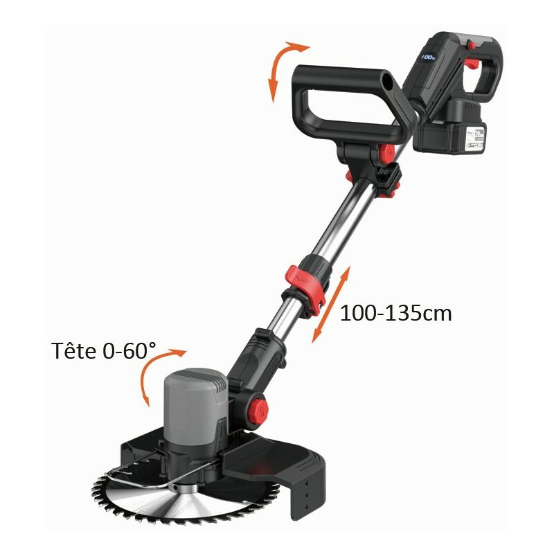 Tagliaerba A Batteria 21V 3 In 1 - Con 3 Lame, 2 Batterie 2000mAh, Manico Telescopico, Per Giardino E Cespugli