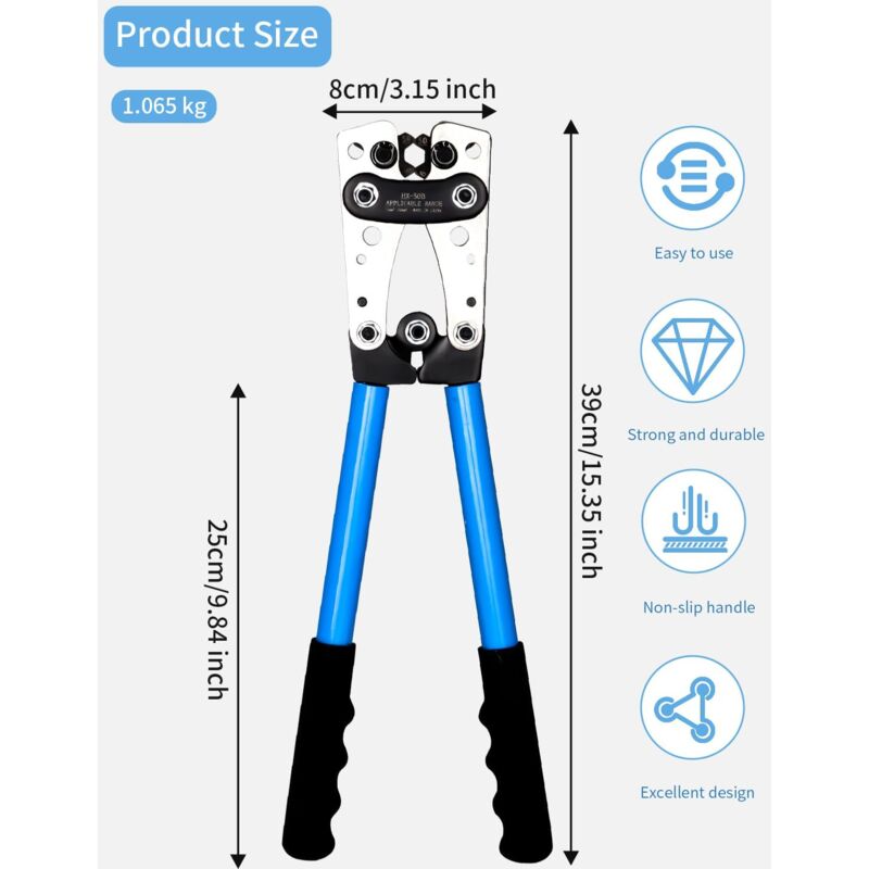 Klein Tools 3005CR - Pinza crimpatrice per cavi da 10 a 22 AWG e cavi in rame, terminali isolati a cricchetto Klein Tools 3005CR - Pinza crimpatrice per cavi da 10 a 22 AWG e cavi in rame, terminali isolati a cricchetto