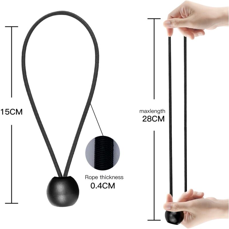 50 Corde Elastiche Con Pallina Da 15 Cm – Corde Per Campeggio, Tende E Teloni | Elastici Resistenti Ai Raggi UV Con Diametro 4mm, Allungabili Fino A 21 Cm - 3