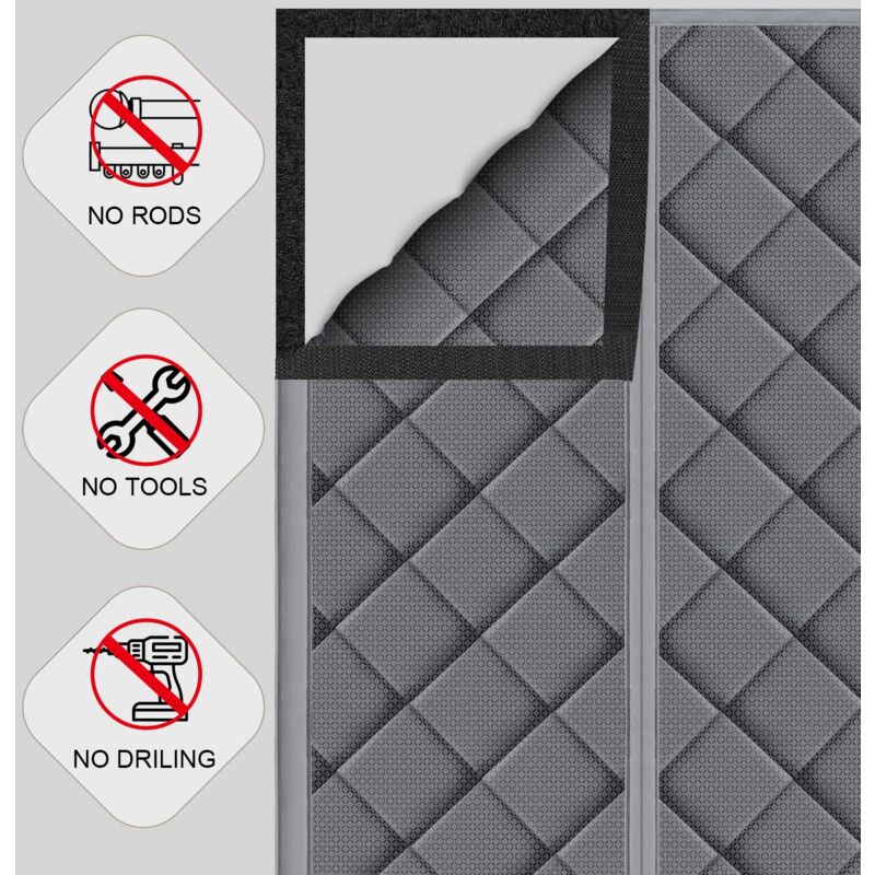 Tenda Magnetica Autoassorbente Per Porta 100x210 Cm - Isolante Termico E Acustico, Grigio, Senza Foratura - Foto 8