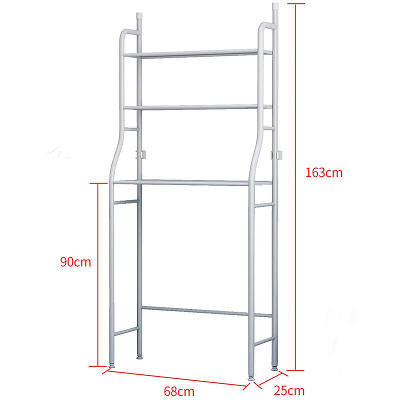 THINFAR Scaffale sopra WC con 3 Ripiani, Scaffale per Bagno, Mensole da