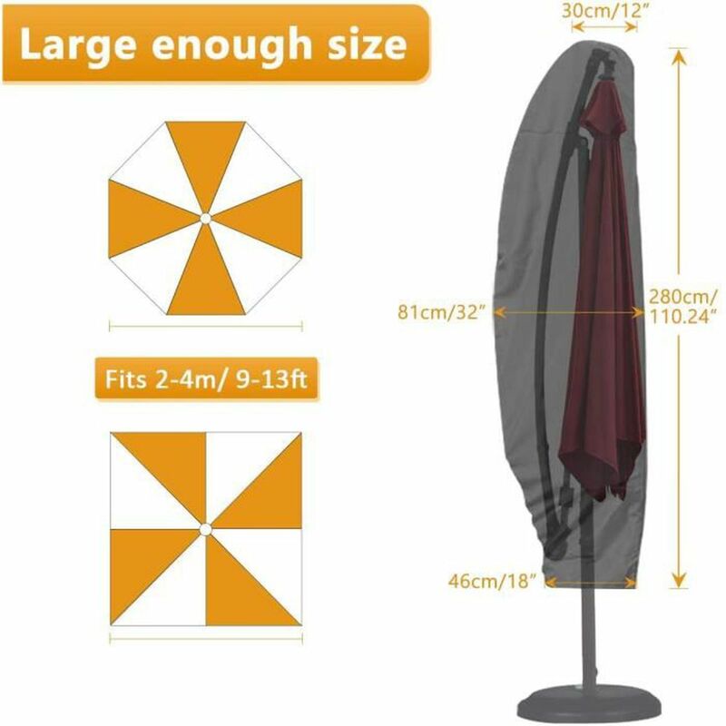 Copertura per ombrellone, nuova copertura per ombrellone 420D con asta telescopica e nastro magico, antivento, anti-UV, per proteggere gli ombrelloni | Leroy Merlin