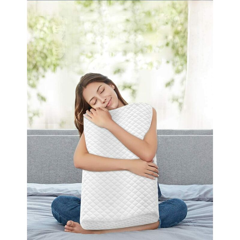 Findigit Cuscino Cervicale Ortopedico In Memory Foam, 60x35 Cm Con Doppia Altezza 11/9 Cm, Federe Anallergiche Lavabili, Per Sonno Profondo