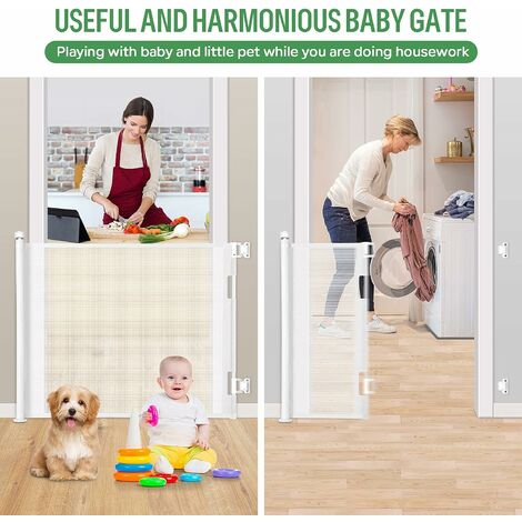 Nobleza - Cancello Magico per Cani 110 x 72 cm, Barriera di Sicurezza Pieghevole in Rete, Barriera di Sicurezza Estensibile, Cancelletto per Cani per Scale e Corridoi, Interni ed Esterni