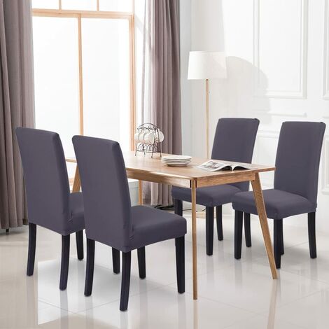 Set di 6 coprisedie elasticizzati universali - Moderno - Grigio per  l'arredamento della sala da pranzo del