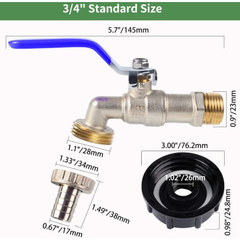 Raccordo Rapido Per IBC Da 1000 Litri, Adattatore Per Rubinetto Con Filetto S60x6, Uscita In Plastica 3/4'' E Ottone 1/2'' - 4