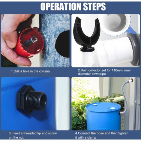 Housoutil 2 Pz Secchio di Raccolta Coppa dell'Acqua Piovana Collettore d' Acqua della Grondaia Connettore di Scarico Pluviale Adattatore per Pluviale PVC Universale Bianca Estensione