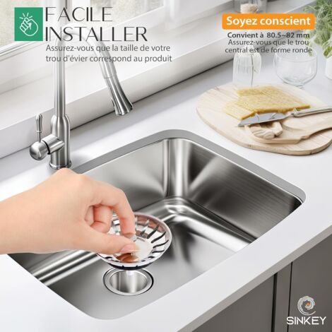 Set di 2 Tappi per lavello da cucina 80 mm - Scarico per lavello da cucina in acciaio inossidabile per drenaggio rapido, Scarico per lavello da 80 mm Filtro anti-intasamento e anti-corrosione