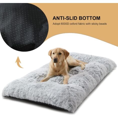Cestino per cani grande, cuscino per cani antistress, morbido peluche lavabile e antiscivolo, grigio chiaro 110x75x15 cm