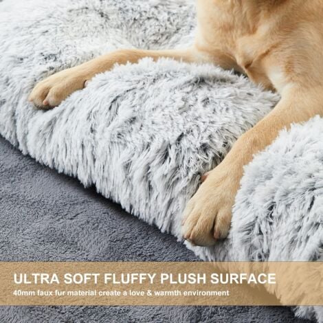 Cestino per cani grande, cuscino per cani antistress, morbido peluche lavabile e antiscivolo, grigio chiaro 110x75x15 cm