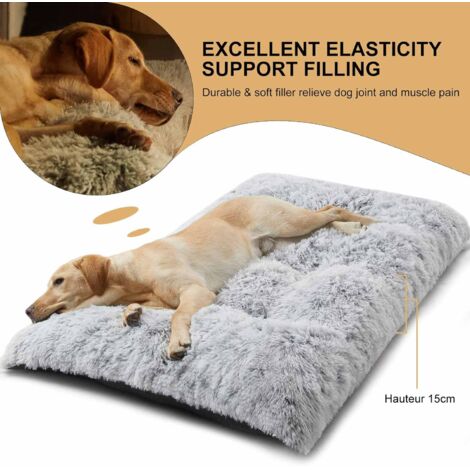 Cestino per cani grande, cuscino per cani antistress, morbido peluche lavabile e antiscivolo, grigio chiaro 110x75x15 cm