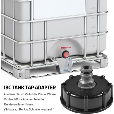 IBC Connector, 1 adattatore serbatoio acqua da 1 pollice 60 mm filettatura grossa uscita per 1000 litri tonnellate di barili, barili IBC, serbatoio ecc