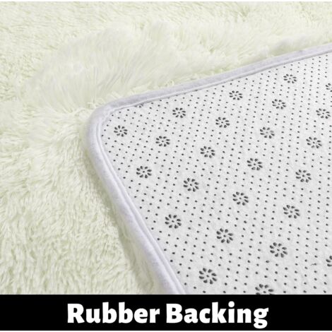 Tappetino Da Bagno Peluche Rotondo 90cm - Morbido Antiscivolo In Microfibra, Bianco - Foto 4