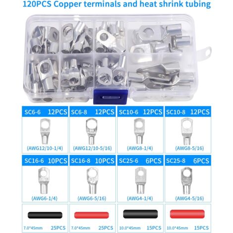 Crimpatrice A Batteria Per Cavi 10-1 AWG Con Kit 140 Pezzi Terminali A Occhiello In Rame &ndash; Resistente E Potente