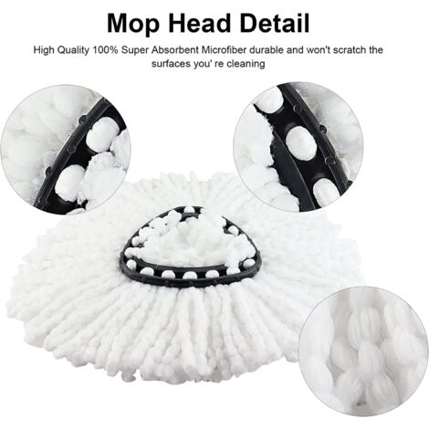 Confezione Da 4 Testine Di Ricambio Di Alta Qualità Per Mocio Rotante A 360°, Compatibile Con Vileda EasyWring E Clean Turbo Classic 2 In 1 Turbo Mop, Colore Bianco - Foto 9