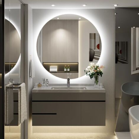 LUVODI specchio da bagno illuminato specchio da bagno a parete con cornice dorata con luci a LED 3 colori dimmerabili antiappannamento