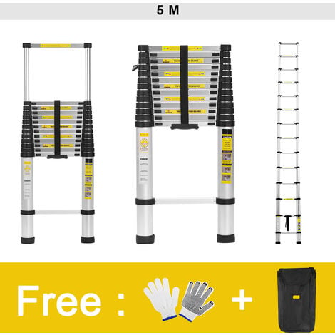 Scala telescopica 5M (2.5M + 2.5M) Scala pieghevole portatile Scala a pioli  in alluminio