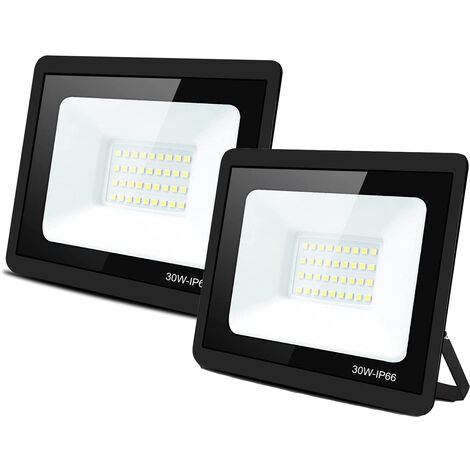 Confezione da 2 luci di inondazione a LED da esterno a luce bianca fredda da 30 W, luce di inondazione a LED impermeabile IP66 per luce di inondazione a LED per esterni da giardino