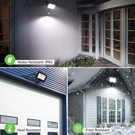 Faretto LED da esterno con sensore di movimento 50W, 5000LM Faretto LED da esterno Impermeabile IP66 6500K Bianco freddo per cortile, garage, patio