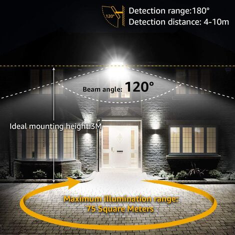 Faretto LED da esterno con sensore di movimento 50W, 5000LM Faretto LED da esterno Impermeabile IP66 6500K Bianco freddo per cortile, garage, patio
