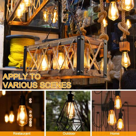 Confezione da 6 lampadine LED Edison Vintage E27 da 6W - Lampadina a filamento ST64 2200K bianco caldo - Equivalente a una lampadina a incandescenza da 48W