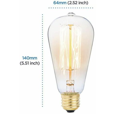 6x E27 60W Lampadina a incandescenza Edison 220V ST64 Retro 64mm x 140mm