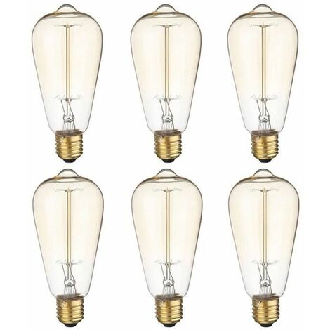 6x E27 60W Lampadina a incandescenza Edison 220V ST64 Retro 64mm x 140mm