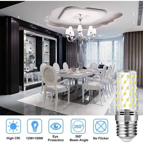 Set di 6 lampadine a LED E27 12W (equivalenti a una lampadina alogena da 100W) 1200LM luce bianca fredda 6000K 360° angolo del fascio 220-240V