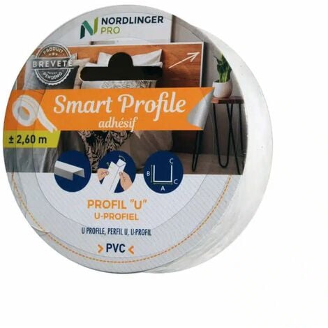 NORDLINGER PRO SMART PROFILE U CARRE PVC 2x1X1X0.04 CM X 2.6 M BLANC