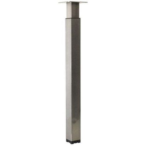 Pied de table carré réglable 70-110 cm – Acier brossé gris – Charge 80 kg – Fixation à vis pour robustesse – Cime