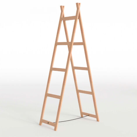 Nordlinger – Étagère échelle en bois naturel 166cm – Design scandinave – Support jusqu'à 100kg – Montage simple et rapide – Finition brute pour tous les décors (1/5)