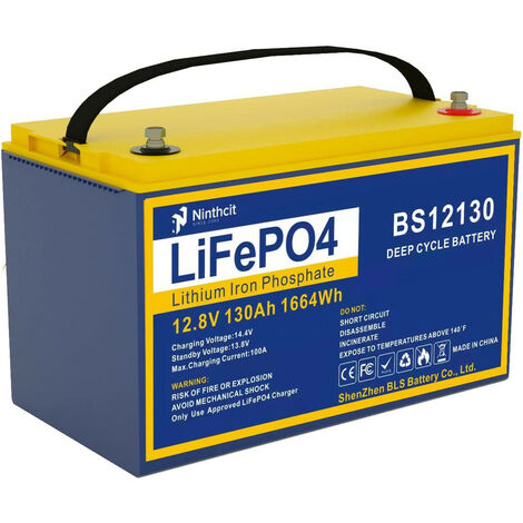 Ninthcit LiFePO4 Akku 12.8V 130AH 1664Wh Lithium Batterie mit über 8000 Mal  Tiefzyklen und BMS Schutz für Solaranlage, Geeignet für Solaranlagen,  Wohnmobile, Boote, Häuser