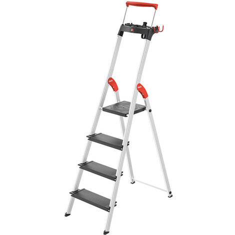 Escabeau de sécurité pliable en aluminium 4 marches larges Hailo L100