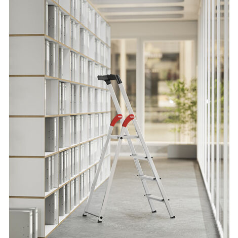 Escabeau sécurisé pliable en aluminium 4 marches ultra léger Hailo L60