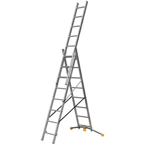 Hailo – Échelle transformable double 3 plans 3x8 échelons 4,9m/5,8m – Aluminium léger – Charge max 150kg – Pour travaux en hauteur