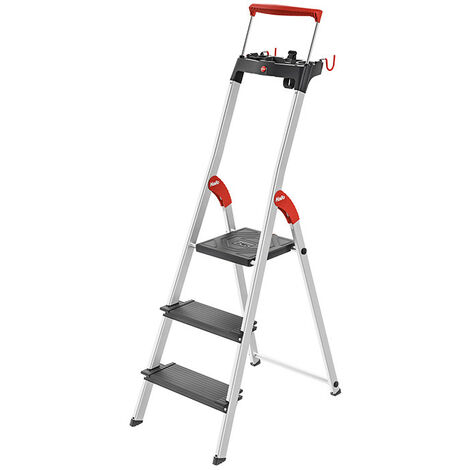 Escabeau de sécurité pliable en aluminium 3 marches larges Hailo L100