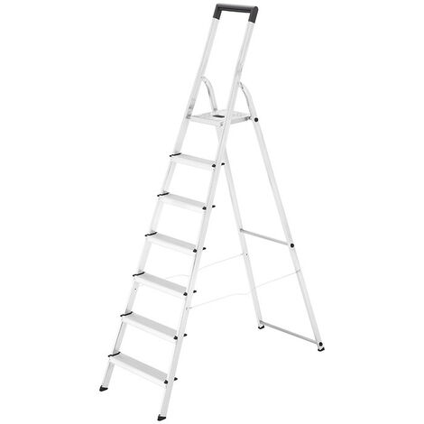 Hailo – Escabeau pliable aluminium 7 marches – Charge max 150 kg – Hauteur d'accès 350 cm – Antidérapant et garde-corps pour sécurité