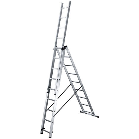 Hailo – Échelle télescopique transformable 3x9 échelons 5,9m/6,7m – Aluminium léger – Stabilité antidérapante – Charge maximale 150kg