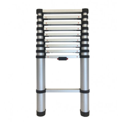 Hailo – Échelle télescopique 10 échelons – Longueur déployée 2,90m – Hauteur d'accès 3,75m – Charge maximale 150kg – Aluminium léger