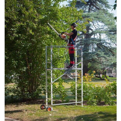 Echafaudage roulant de jardin tout terrain 1,7m/3,7m en aluminium Hailo HobbyStep H4 Jardin
