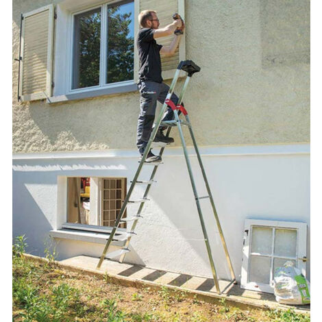 Escabeau sécurisé pliable en aluminium 8 marches extra larges Hailo ProfiStep XXL