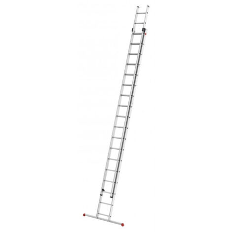 Hailo – Échelle coulissante à main 2 plans 2x18 échelons 8,8m/9,5m – Aluminium léger 25 kg – Échelons antidérapants pour sécurité – Charge max 150 kg